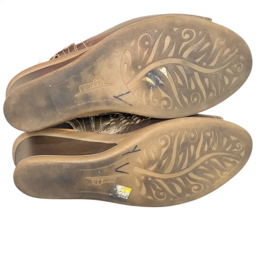 Earth‎ Platinum Cascade Wedge Laser Cut Sandals Women's Size 8.5D Wide